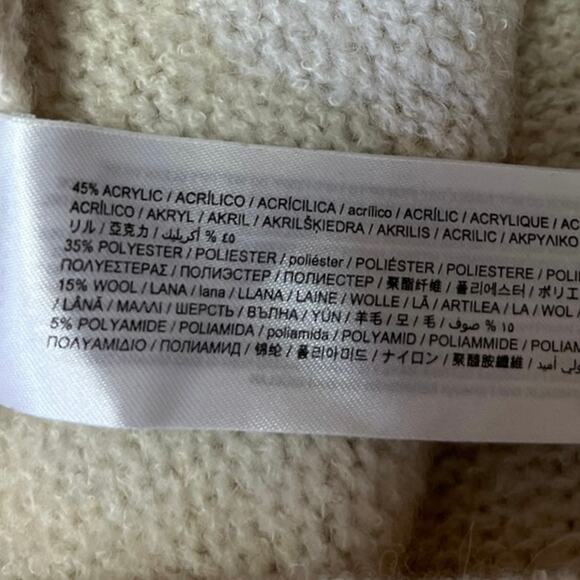 MNG Cream Crew Neck Knit Oversized Minimalist Cozy Pullover Sweater Top Size S - Picture 4 of 4